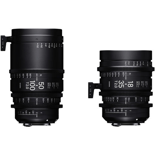 Sigma PL Mount T2 High Speed Zoom Cine Lens Bundle (Includes 18-35mm, 50-100mm and Case) - Feet Scale - The Film Equipment Store