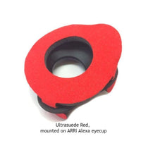 Oval Extra Large Viewfinder Eyecushion - 121mm x 84mm, (Red, Ultrasuede) for sale at the Film Equipment Store Ireland