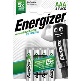 Energizer Extreme 4x AAA rechargeable batteries, 800 mAh