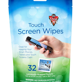 Falcon Dust-Off 5 x 8" Touch Screen Wipes (32 Individually Wrapped) - The Film Equipment Store