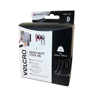 Velcro Heavy-Duty Stick On Tape - 50mm X 1m Black (Holds 7Kg) - The Film Equipment Store
