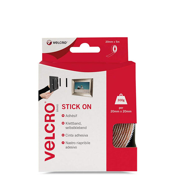 VELCRO Brand - Stick On Hook and Loop Fasteners 20mm x 5m Tape | Black - The Film Equipment Store