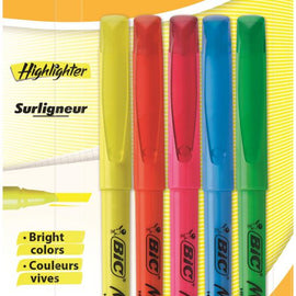 BiC Highlighter Pens, Assorted Ink (Pack of 5)