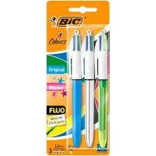 Bic 4 Colour Ballpoint Pens 3 Pack Assorted