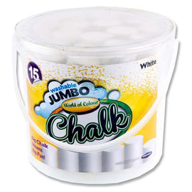 Bucket of 15 Jumbo Sidewalk Chalk - White