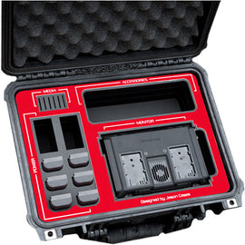 Jason Cases Hard Travel Case for Blackmagic Video Assist 4K 7" Recording Monitor (Red Overlay) - The Film Equipment Store